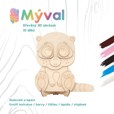 WoodBorn Mýval Dřevěná 3D omalovánka – Hledejceny.cz