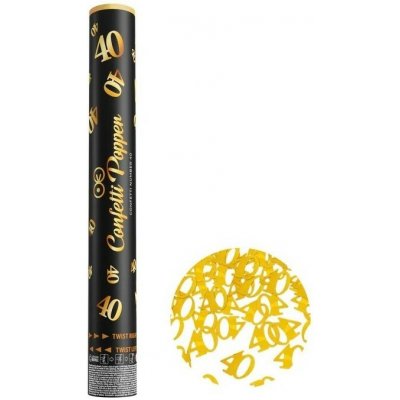 Konfety vystřelovací číslovka "40" metalické zlaté 40cm – Zboží Mobilmania