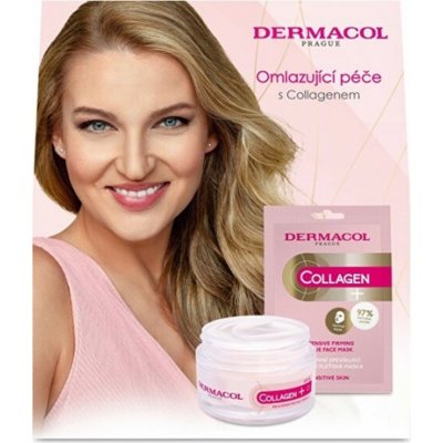 Dermacol Collagen Plus Intensive Rejuvenating intenzivní omlazující denní krém 50 ml + zpevňující a hydratační textilní maska 1 kus, kosmetická sada pro ženy – Hledejceny.cz