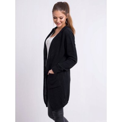 Dlouhý pletený svetr-kardigan MERYL černý – Zbozi.Blesk.cz