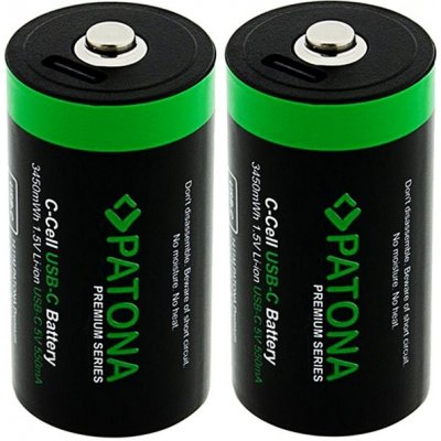 PATONA nabíjecí baterie LR14 (C) Li-lon 2300mAh 1,5V s USB-C nabíjením, 2ks v balení | Zboží Auto
