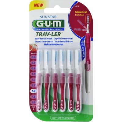 GUM Trav-Ler mezizubní kartáčky s chlorhexidinem cylindrický 1,4 mm 6 ks blistr