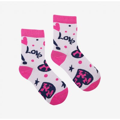 Coqui Bavlněné ponožky Bílé/Růžové se srdíčky – Zboží Mobilmania
