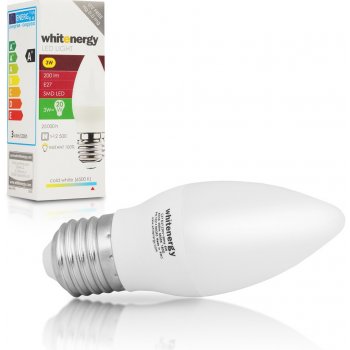 Whitenergy LED žárovka SMD2835 C37 E27 5W studená bílá