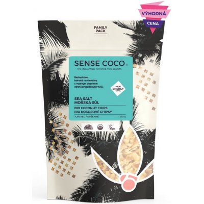 Sense coco Bio kokosové chipsy s mořskou solí family pack 250 g – Zboží Mobilmania