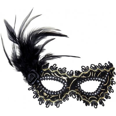 Škraboška černá s peřím – Sleviste.cz