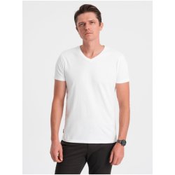 Ombre Clothing basic tričko s véčkovým výstřihem Bílé