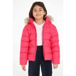 Tommy Hilfiger dětská péřová bunda růžová