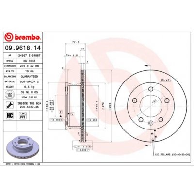 BREMBO Brzdový kotouč 09.9618.14