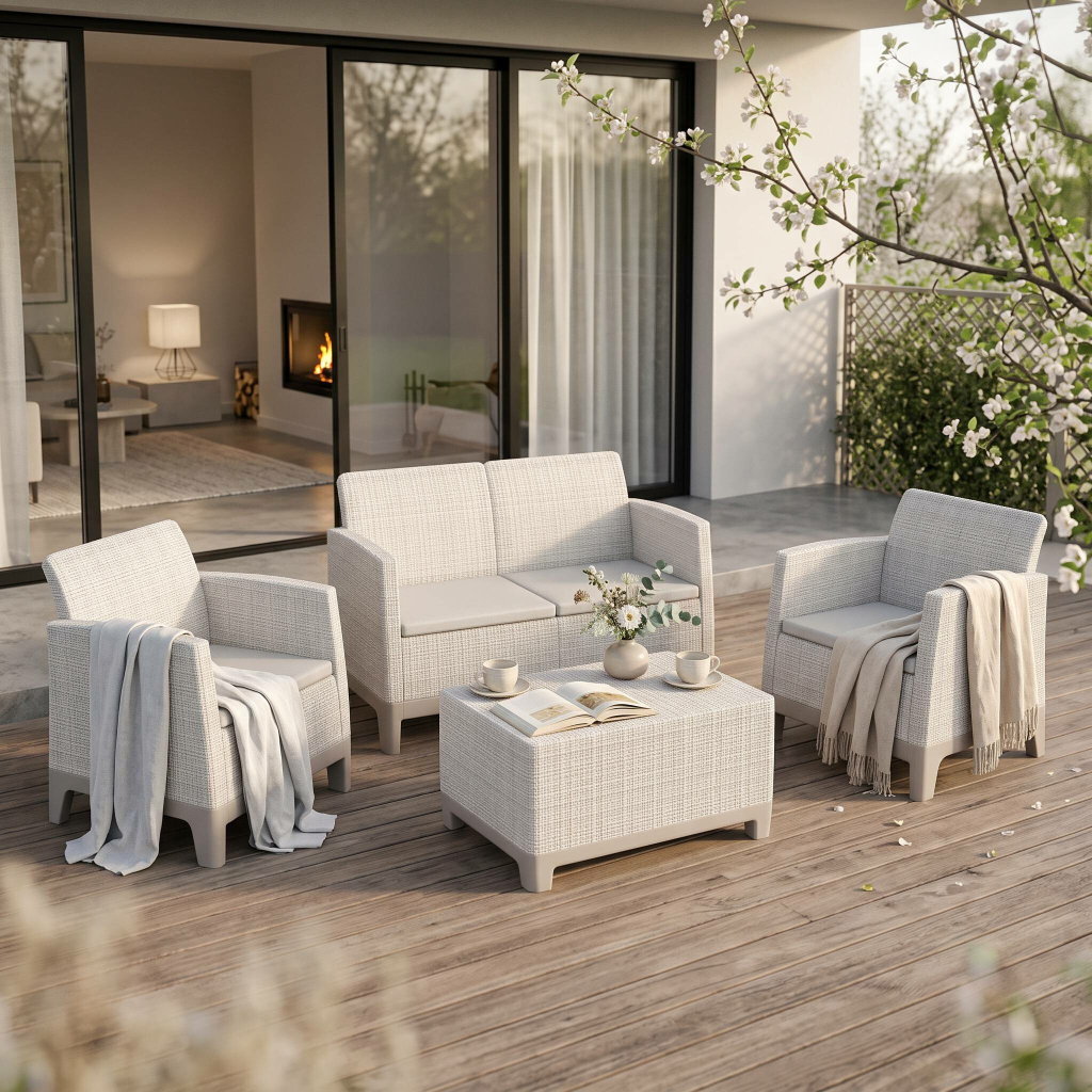 KETER SCANDI FORMA SET - Pebble grey/Soft biege