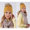 Čepice Fashionweek dámská zimní čepice s bambulí flísová podšívka ZIZI-V13 Hořčičný