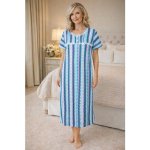 dlouhá noční košile s krátkým rukávkem kostička modrá – Zboží Dáma