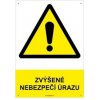 Piktogram ZVÝŠENÉ NEBEZPEČÍ ÚRAZU - bezpečnostní tabulka s dírkami, plast A4, 2 mm