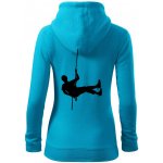 Visící horolezec dámská mikina trendy zipper s kapucí Světlý tyrkys – Zboží Dáma