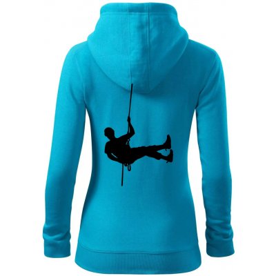 Visící horolezec dámská mikina trendy zipper s kapucí Světlý tyrkys – Zboží Dáma