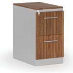 Primo Kovová zásuvková kartotéka s dřevěnými čely A4 2 zásuvky šedá/ořech – Zboží Dáma