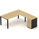 Nábytek Designový cz DEBZ11U Kancelářská sestava EPIC Z11 U volitelná délka stolu 160/180 cm dub černá – Zboží Dáma