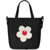 Kabelka Látková dámská taška městská kabelka bavlněná shopperka s květinou černá