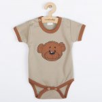 Kojenecké bavlněné body s krátkým rukávem New Baby BrumBrum latte brown – Zboží Mobilmania