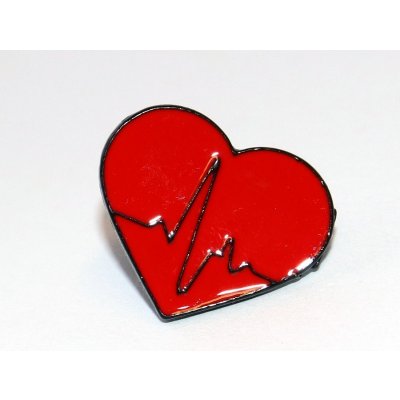 BeCool brož Rudé srdce s křivkou života Srdeční tep Mé zdraví je nejdůležitější Heartbeat Love my life 3324 – Zboží Dáma