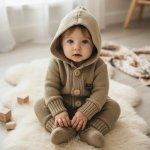 Kojenecký pletený overálek capáčky kapučíno – Sleviste.cz