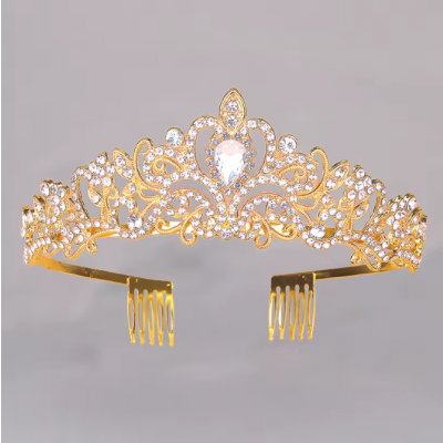 B-Top luxusní svatební korunka do vlasů zlatá – Zboží Dáma