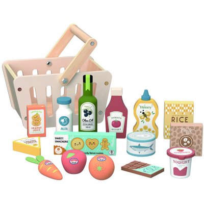 TookyToy Dřevěný nákupní košík s příslušenstvím – Zboží Mobilmania