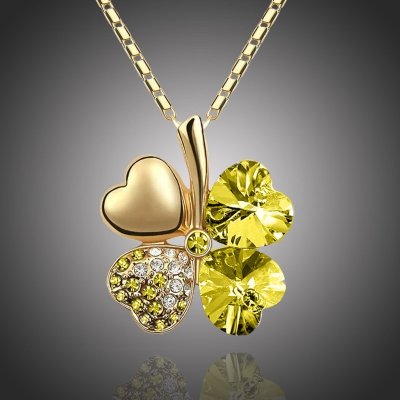 Sisi Jewelry Swarovski Elements čtyřlístek pro štěstí zlato žlutý Žlutá NH1080