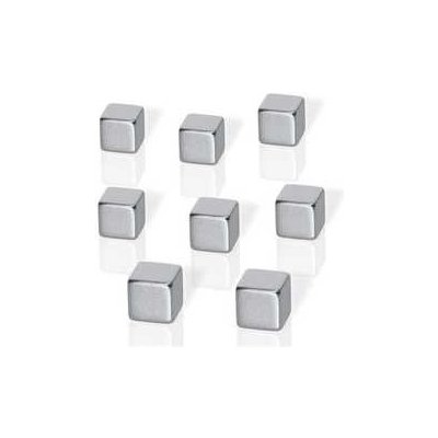 Neodymové magnety, tvar kostky, stříbrná, 10x10x10 mm, 8 ks, BE!BOARD – Zboží Dáma