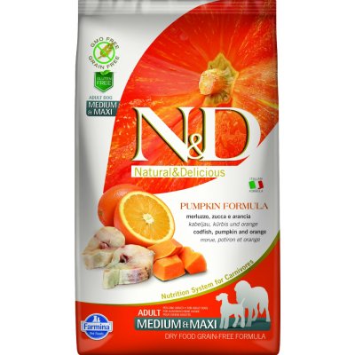 N&D Pumpkin Dog Adult Medium & Maxi Grain Free Codfish & Orange 12 kg