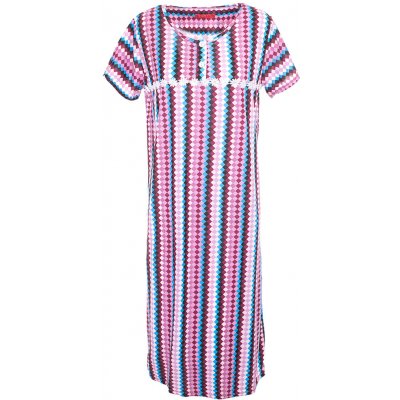 dlouhá noční košile s krátkým rukávkem kostička růžová – Zboží Dáma