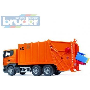 Bruder 3560 Scania popelář oranžový zadní nakládka