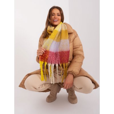 Wool Fashion Italia dámská zimní šála s kostkovaným vzorem a třásněmi žlutá – Zbozi.Blesk.cz