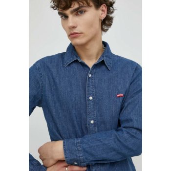 Levi's džínová pánská košile pánská slim s klasickým límcem tmavomodrá