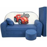 Fimex Dětská rozkládací pohovka + taburet Auto modrá – Zboží Dáma