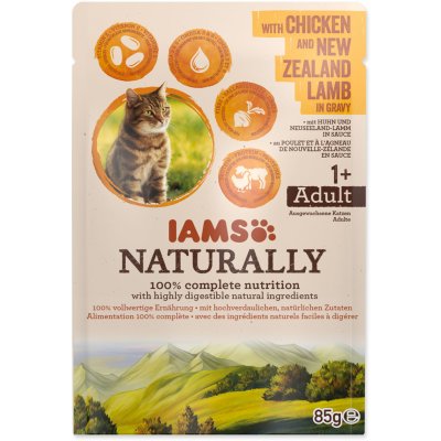 Iams Naturally kuře & jehněčí v omáčce 85 g – Zboží Mobilmania