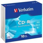 Verbatim CD-R 700MB 52x, AZO, printable, slimbox, 10ks (43426) – Zboží Živě