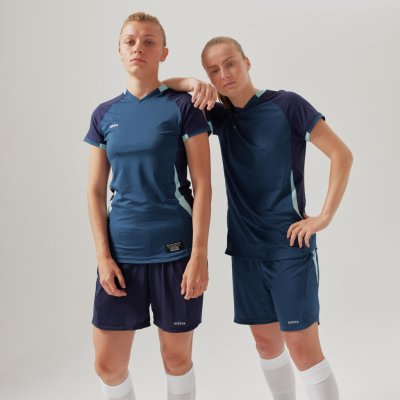 Kipsta dámský fotbalový dres s krátkým rukávem střih slim modrý