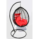 TRENDIE Závěsné křeslo 04 černé s červenou poduškou – Zboží Mobilmania