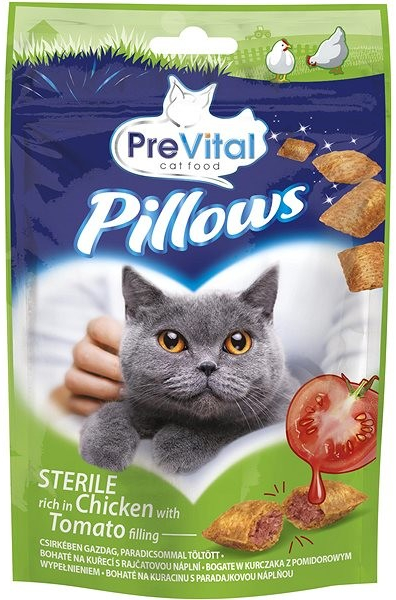 PreVital snack polštářky pro sterilizované a kastrované kočky kuře rajče 60 g