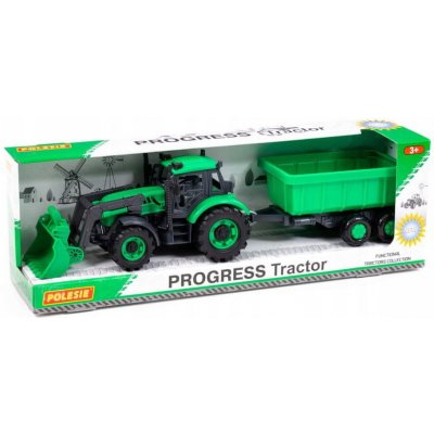 Wader Polesie Traktor-nakladač Progress s přívěsem-sklápěč Zelená – Zboží Mobilmania
