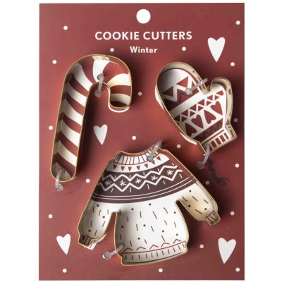 Pluto Design Vykrajovátka Winter – set 3 ks, červená barva, kov – Hledejceny.cz