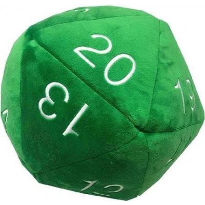Plyšová kostka D20 zelená s bílými čísly
