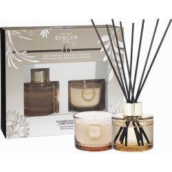 Maison Berger Paris Dárková sada Duo Mini Holly aroma difuzér s náplní 80 ml + svíčka 80 g Ambrový prach