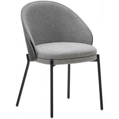 Kave Home Šedá látková židle Eamy s černým dřevěným opěradlem – Sleviste.cz
