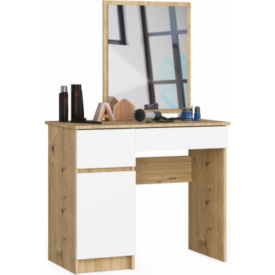 Ak furniture Kosmetický stolek se zrcadlem P-2/SL dub artisan/bílý levý – Zboží Mobilmania