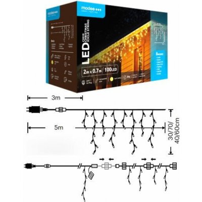 Modee ML-C2019 100LED 2m x 0,7m vánoční řetěz rampouchy, teplá 8 programů IP44 352739,00 – Hledejceny.cz