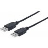 usb kabel Manhattan 306089 propojovací, USB 2.0 A - USB 2.0 A, 1,8m, černý