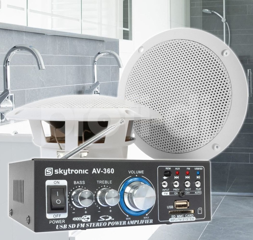 Skytronic BS05 Koupelnový set voděodolných reproduktorů a zesilovače