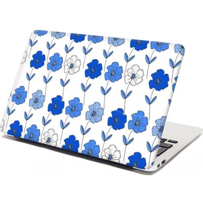 Sablio Samolepka na notebook Modré květiny - 29x20 cm – Zboží Živě